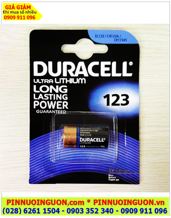 Duracell CR123A, Pin 3v lithium Duracell Ultra CR123A, CR17345 chính hãng, Xuất xứ Mỹ (Vỉ 01viên)